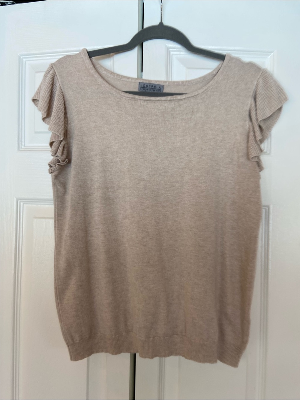 Joseph Ruffle-Sleeve Knit Tank Top in Light Taupe